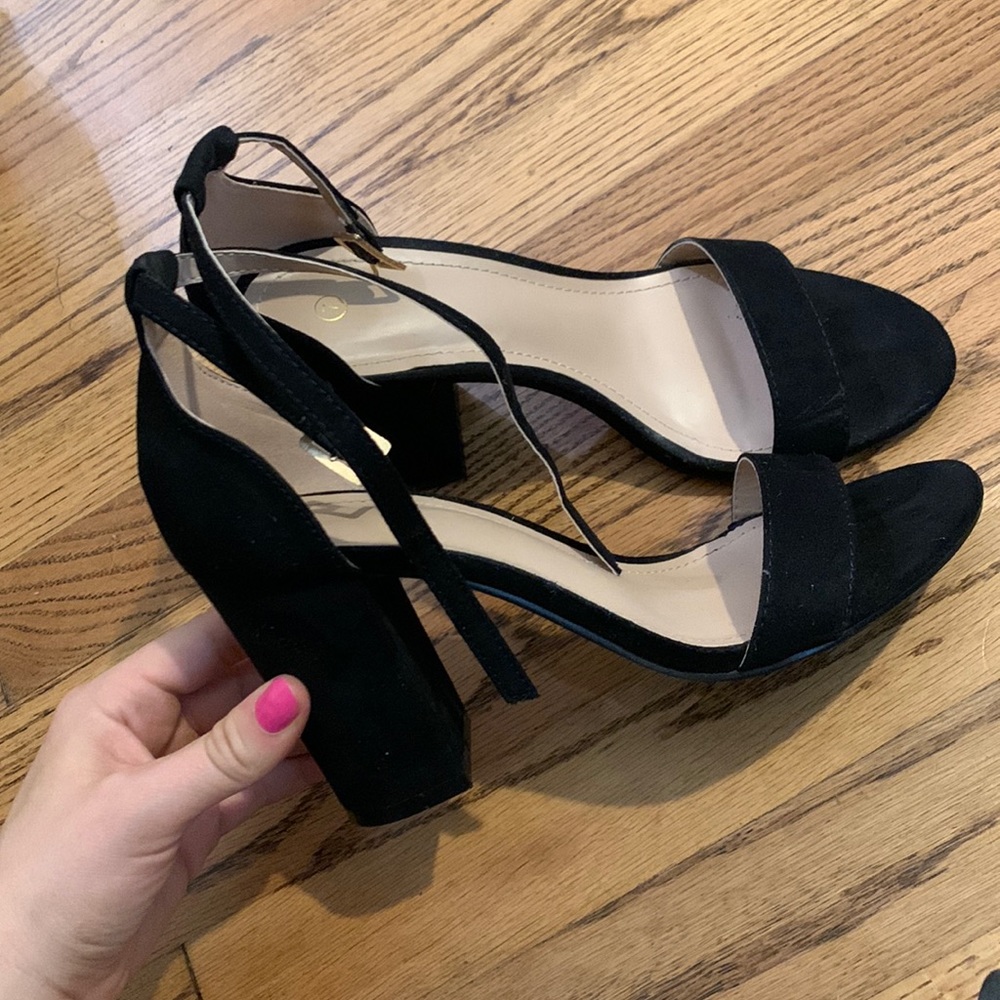 Black suede heels